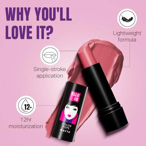 Image of Elle 18 Color Pop Matte Lip Color|| C26|| Coral Diva|| 4.3 g (Pack of 2)
