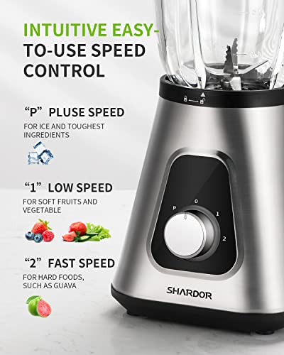 Shardor SF701 1200W Blender For Shakes And Smoothies, Countertop Blender And Personal Blender Combo, 52Oz Glass Jar, 22Oz Travel Cup, 3 Adjustable Speed For Frozen Fruit Drinks thumb #2