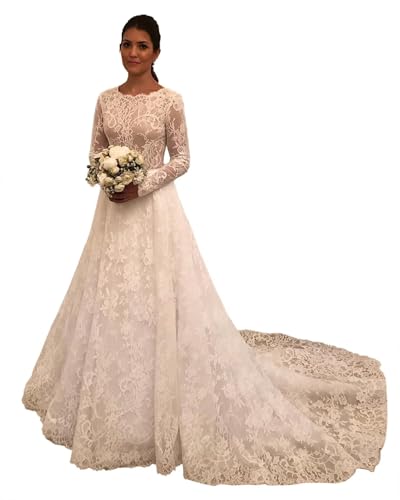 Wedding Dresses for Bride Lace Appliques Tulle Beach Bridal Gowns with Train He9013