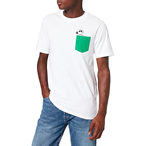 United Colors of Benetton T-Shirt 3mi5j19h9 Suter, Blanco con Bolsillo Verde 101, XS para Hombre Cover