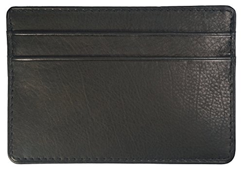 Slim Genuine Leather Slim Unisex Wallet for Men or Women Thin ID Card Holder Black