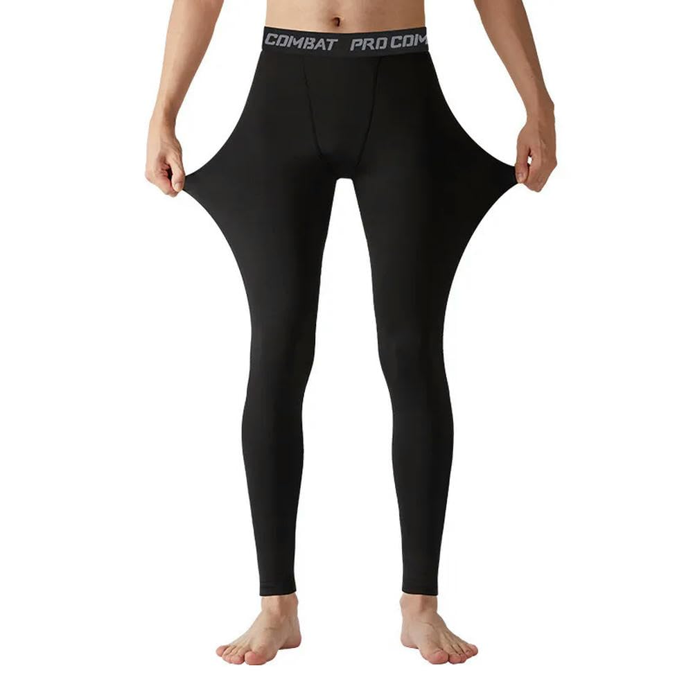 DYRBF Leggings da uomo a compressione con stampa a lettere in vita, per corsa, palestra, corti, lunghezza intera, nero, bianco, blu navy, grigio