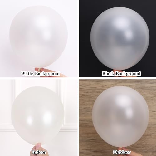 RUBFAC 129pcs Pearl White Balloons Different Sizes 18 12 10 5 Inch for Garland Arch Kit, Latex Balloon for Wedding Engagement Anniversary Bridal Baby Shower Birthday Party Decoration - Image 5