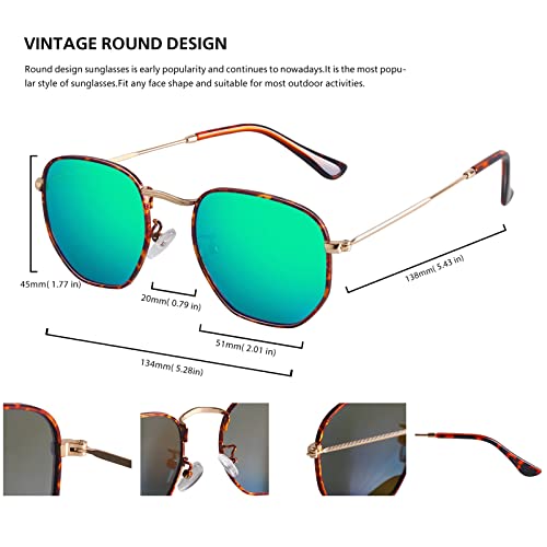 Image of Hipster Hexagonal Polarized Sunglasses Men Women Geometric Square Small Vintage Metal Frame Retro Shade Glasses