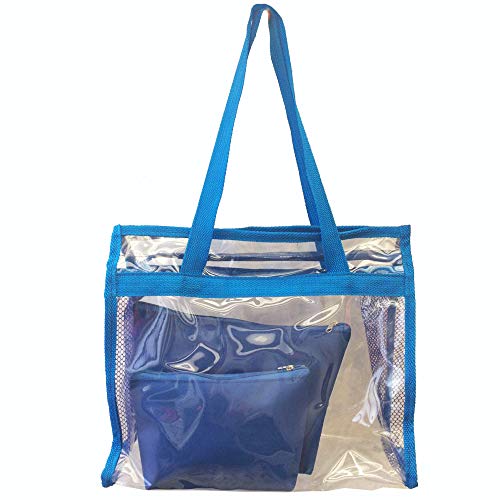 Bolsa feminina praia sacola transparente 2 necessaires brinde azul