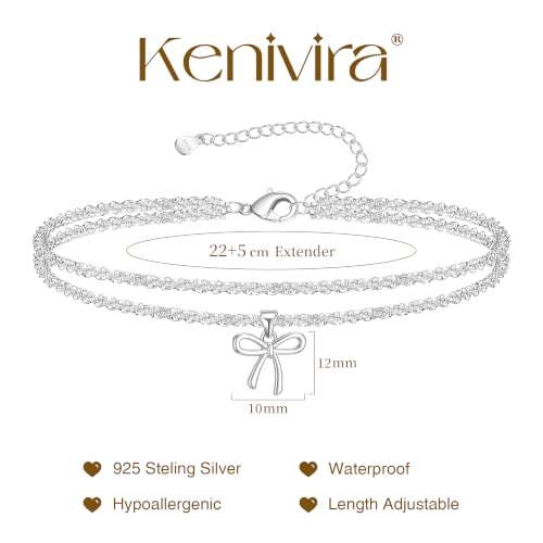 Image of Kenivira Sterling Silver Ankle Bracelets for Women,Gold Dainty Layered Waterproof Anklet for Women, Anklet Set Stackable Beach Gift Adjustable Size