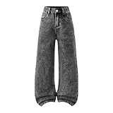 Matière et coupe confortable : ce jean à nœud en denim pour filles offre confort et durabilité. Le design large et large offre une grande liberté de mouvement et est donc parfait pour Taille haute avec taille élastique