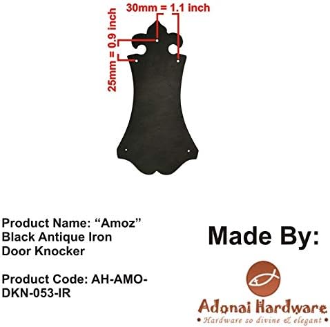 Adonai Hardware "Amoz" Black Antique Iron Door Knocker - Black Powder Coated