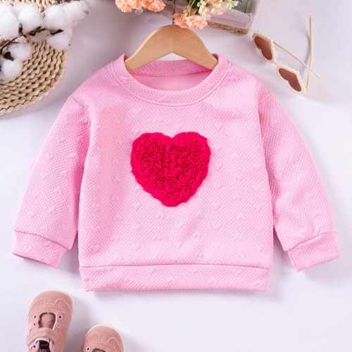ZAXARRA Little Toddler Girls Rose Heart Sweatshirt Stylish Loose Fit Casual Crew Neck Long Sleeve Pullover4
