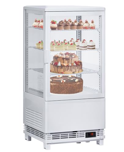 Image of 4.2 Cu Ft Countertop Commercial Refrigerated Pastry Display Case, Glass Door Cake Fridge, White Dessert Refrigerator with Adjustable Shelves and Auto Defrost for Bakery Cafe