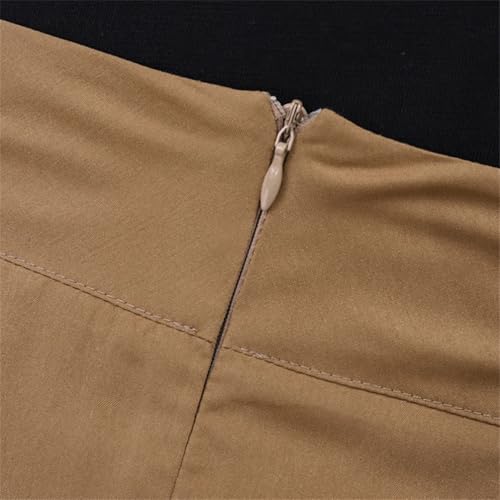 Women High Waist Pleating Swing Skirt Vintage Office Holiday Loose Solid Long Skirt3