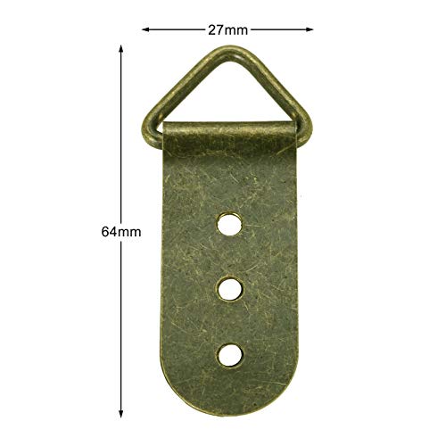 Image of dophee 20Pcs D-Ring Photo Picture Frame Hooks, Antique Bronze Triangle Wall Hanging Hooks Hanger for Oil Painting Mirror Frame with Screws
