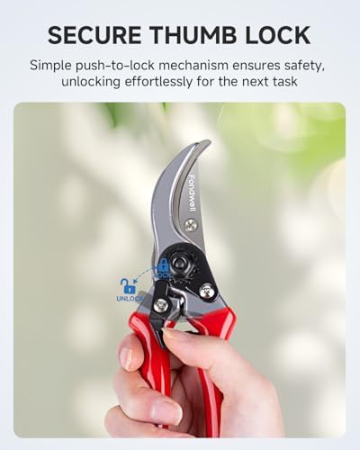 Fondwell 8.5" Bypass Pruning Shears for Gardening: Heavy Duty Garden Clippers Hand Pruners of High Cutting Efficiency - Thumbnail 4