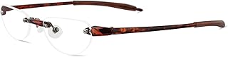 Visualites 2 Tortoise 2.00 Lightweight Oval Rimless Reading Glasses for Men and Woman