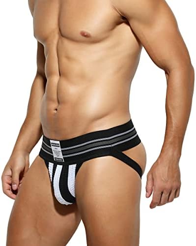 Arjen Kroos Men's Jockstrap Athletic Supporter Sport Jock Straps Male Underwear,white/black,M