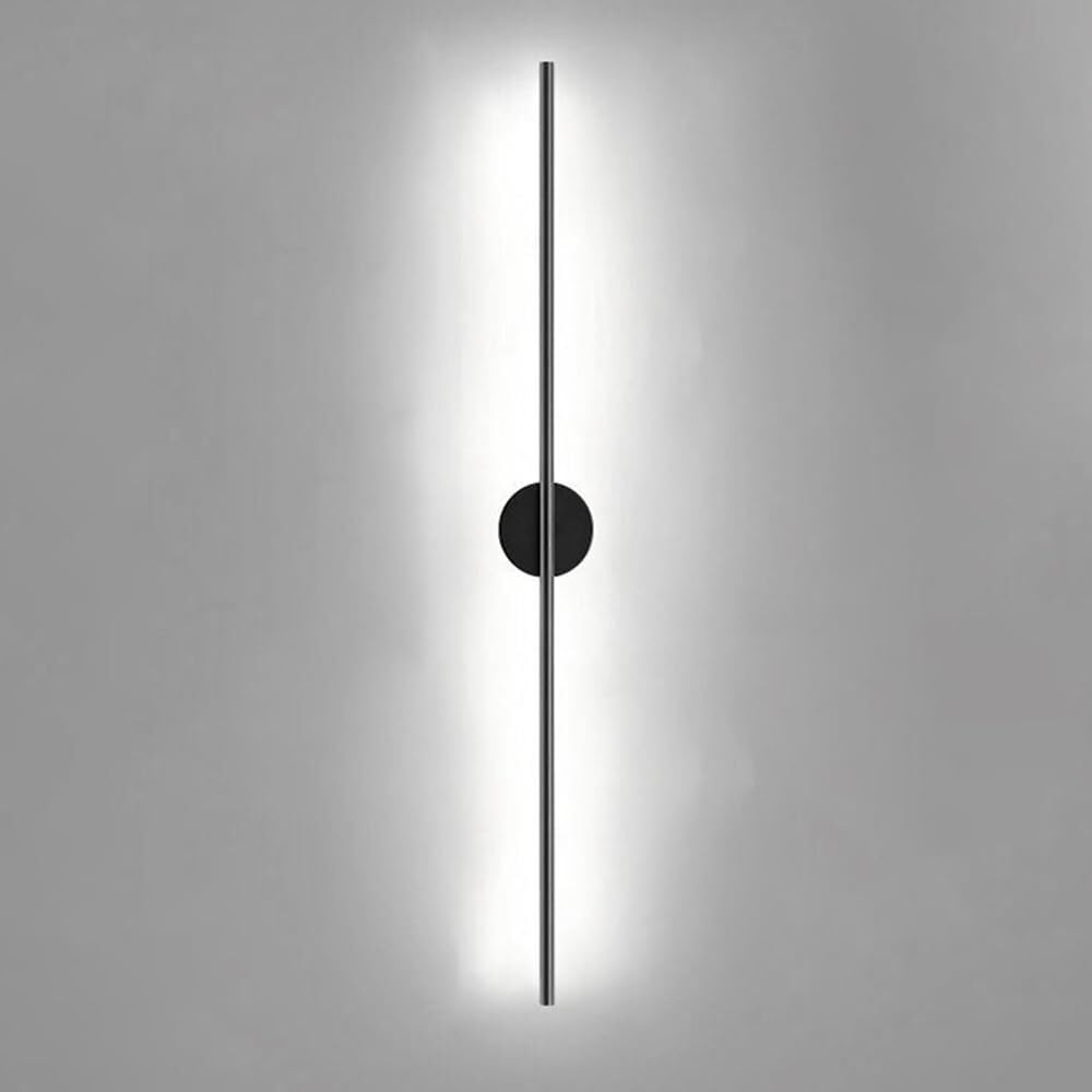 JYBNBBE Modern Linear Black LED Wall Lamp, Minimalist Long Strip Sconce for Living Room, Bedroom, Office,80cm
