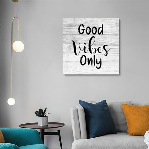 Lienzo Good Vibes Only para decorar una sala de estar moderna con arte de pared positivo 3