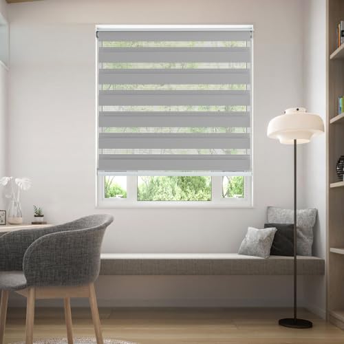 La Mejor Selección de Enrollables . 37 OCCULO Persianas Enrollables de Doble Capa 100X120cm- Blackout Blinds de 95%, Oscurecimiento Ajustable, Persianas Suave Transpirable Impermeable para Recámara/Sala/Oficina (Gris)