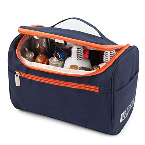 Image of EAYIRA Travel Toiletry Kit Bag Cosmetic Bag With Hook For Travel, Makeup Organiser, Cosmetic Pouch, Household Grooming Kit, Makeup Bag For Women (Navy Blue)