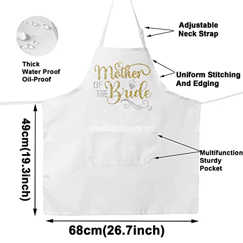 Wzmpa Mother Of The Bride Wedding Party Apron Bridal Shower Gift Bride's Mother Adjustable Apron With Pocket (Mother Of Bride) #TOP1