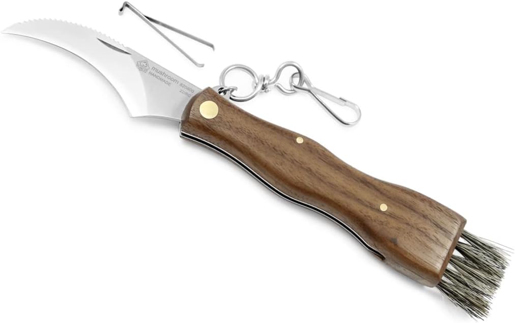 PUMA IP Mushroom Knife Walnut w/Brush, Tweezers and Carabiner