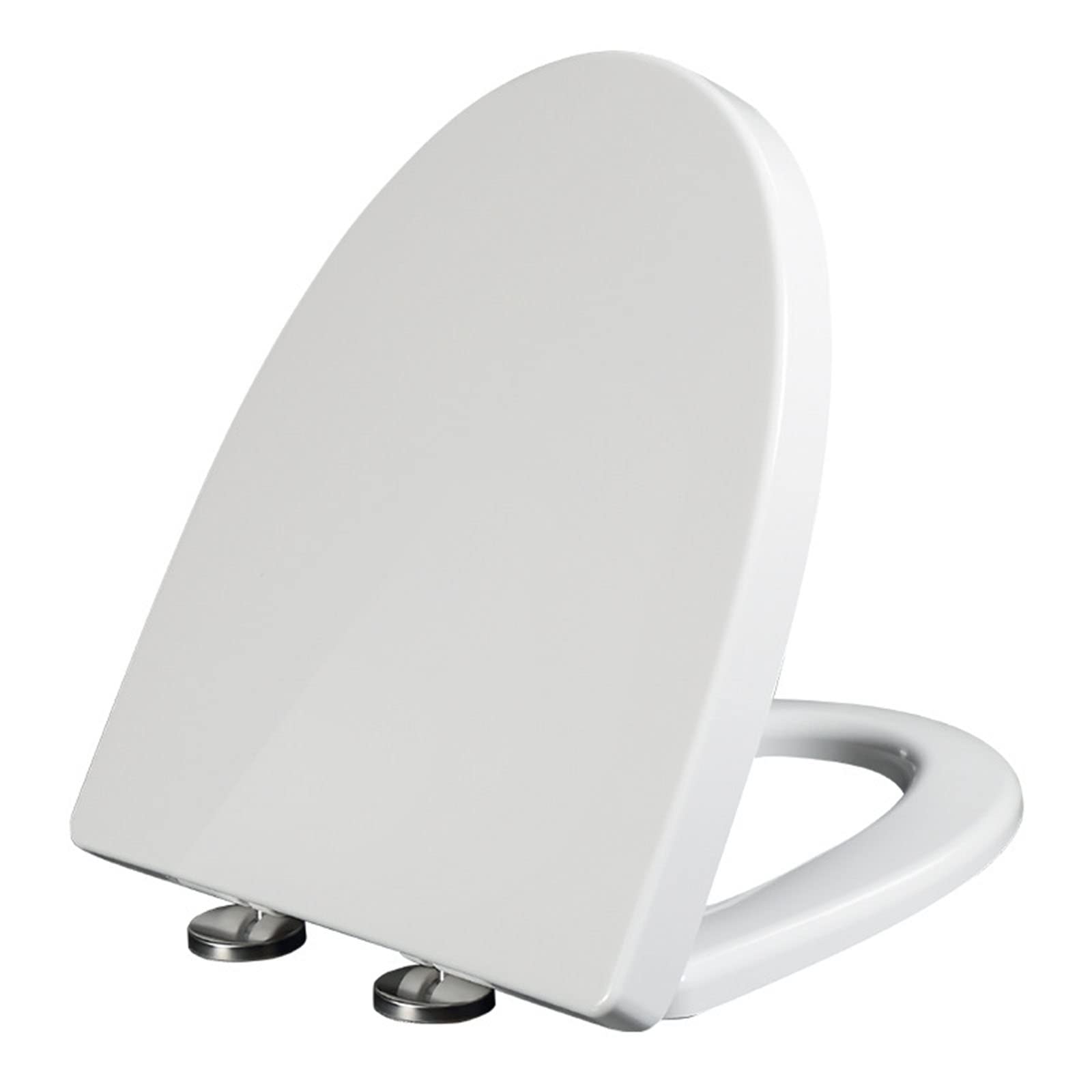 Giural One Color White Toilet Seats, V-Shape Elongated Toilet Seat Pp Material, Oval Toilet Seat Soft Close, Quick Release Hinge Thickened Household Toilet Lid Cover,A