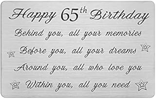 FALOGI Happy 65th Birthday Card - Behind You All Your Memories - 65 Year Old Birthday Gifts for Men Women, Personalised Engraved Wallet Card