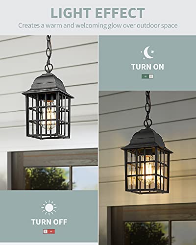 Beionxii Outdoor Pendant Light | Exterior Hanging Porch Light, Cast Aluminum Housing With Tempered Glass, Textured Black Finish - Dm9033H-Bk #TOP5