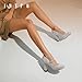 IDIFU Silver Pumps Heels Closed Toe Mary Jane Shoes Platform High Chunky Block Heels Comfortable Dress Shoes for Women Wedding Bridal Prom Sparkly Fashion Round Toe Pumps Shoes(Silver Glitter, 9.5)