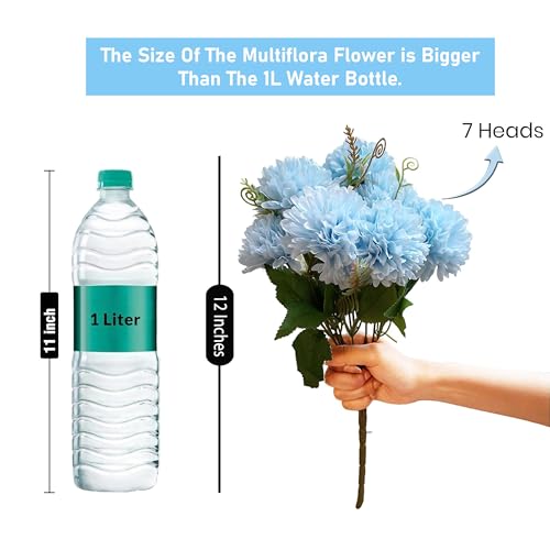 Image of Art Street Artificial Flower Bunch| Silk Blue Hydrangea Flower for Home| Bedroom, Living Room & Office Decoration |Christmas Day, New Year Set of 4 |11 Inch (Without Vase)
