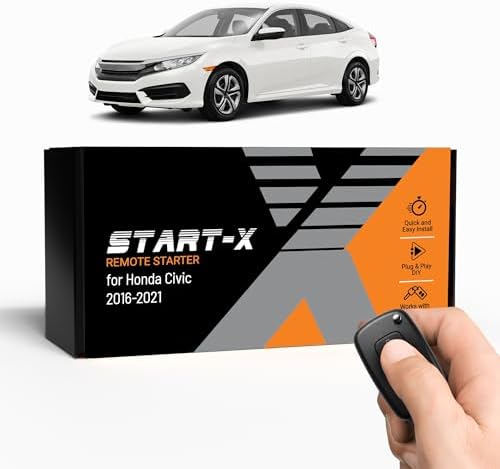 Start-X Remote Starter Kit for Honda Civic (2016, 2017, 2018, 2019, 2020, 2021) Vehicles | Key Ignition | Plug & Play Install | Lock 3X to Remote Start | Zero Wire Splicing