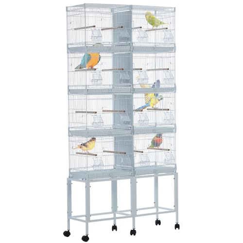 Garvee Lot-4 Breeding Bird Cage Parrot Cage Stackable Center Divided Breeder Seperate Removable Tray Removable Divider Lockable Caster for Birds and Finch
