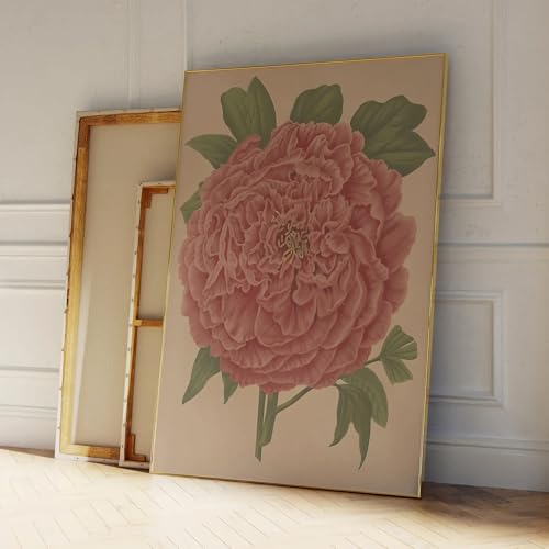 Affiche pivoines en fleurs sur toile rétro de qualité supérieure
