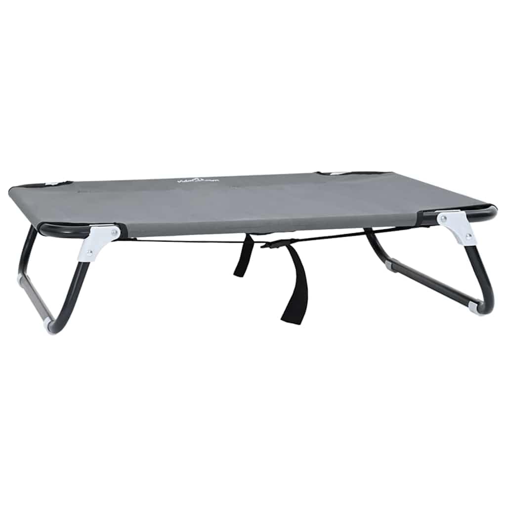 Lekkie szare składane legowisko dla psa 70x46x18 cm Wodoodporne stalowe wewnętrzne zewnętrzne z antypoślizgową podstawą