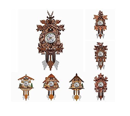 Ewendy Reloj de cuco de madera hecho a mano para colgar en la pared, reloj de cuco de madera envejecida, reloj de pared de cuco para decoración del hogar