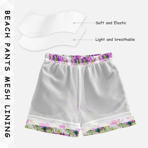 Boys Swimming Shorts, Toddler Boy Swim 2t, Flowers Purple4