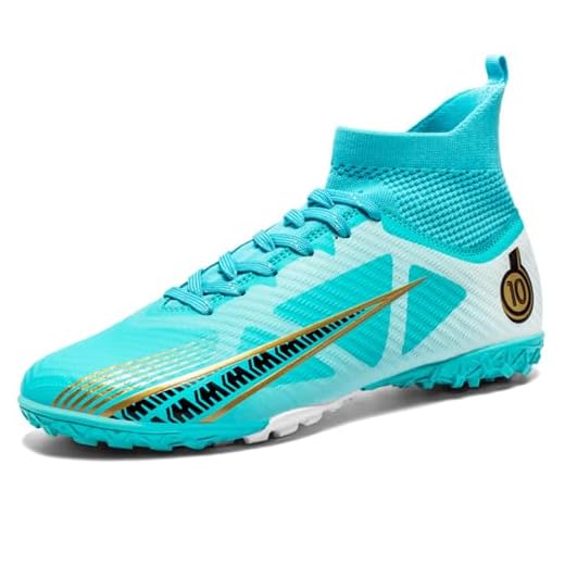 Endela Kids Soccer Shoes Indoor Futsal Turf Youth Soccer Cleats Boys TF High-Top Football Boots for Training Outdoor Indoor Green Size EUR37
