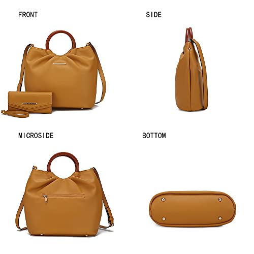 Set bolso Tote para mujer con billetera de cuero vegano miniatura 5