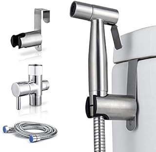 Arofa Handheld Bidet Sprayer for Toilet-Adjustable Water Pressure Control with Bidet Hose for Feminine Wash, Stainless Steel Brushed Nickel Cloth Diaper Bidet Toilet Sprayer for Baby Wash