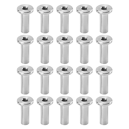 Moithora 20 Piezas de Mangas Protectoras de Acero Inoxidable Kit de Ojal de Mangas Protectoras para Barandilla de Cable de Cable de 1/8 de Pulgada, Barandilla DIY T316 Marino