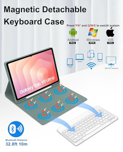 Keyboard Case for Samsung Galaxy Tab S10 FE+ Plus 13.1'', Detachable Wireless Touch Keyboard for Tablet S10FE Plus Cover with Pen Holder, Multi-Touch Trackpad, Folio Case with Keypad for Tab 13.1'' - image 2