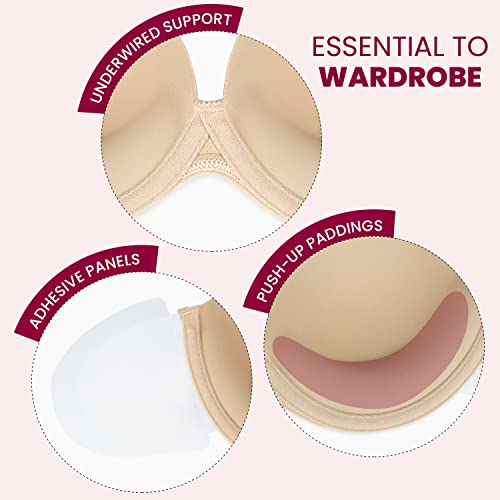 JOATEAY Strapless Backless Bra for Big Busted Women Sticky Invisible Underwire Bra Push Up Padded2