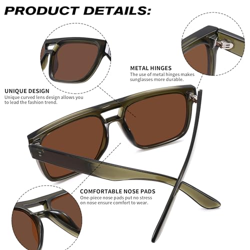 Pro Acme Oversized Square Curved Lens Sunglasses for Women Men, Trendy Flat Top Fashion Shield Shades PAZ1020014