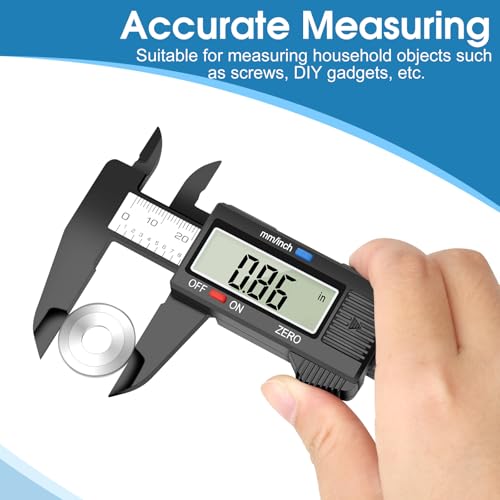 Image of Digital Caliper Calipers Measuring Tool, 0-6inches Electronic Caliper with Premium Large LCD Screen, Inch and Millimeter Convert, Auto-Off Feature, High Precision and Clear Display, HnoaTovy