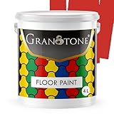GRANOTONE Floor paint for cement floor and tiles, Polyurethane and Acrylic Polymer Based Concrete Sealer, Anti-Slip, Thick & Durable tile paint 4 L,P.O. RED
