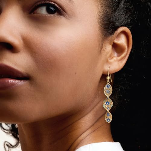 Ross-Simons Italian Tonal Blue Enamel Floral Twisted Drop Earrings in 18kt Gold Over Sterling2