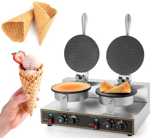 Máquina eléctrica para hacer rollitos de huevo crujientes, panqueques, conos de helado y control de tiempo para uso doméstico en restaurantes,Double-head