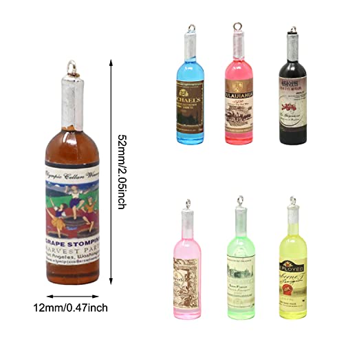 Honbay 14Pcs Wine Bottles Charms Pendant Resin Imitation Wine Bottle Pendants For Earring Necklace Bracelet Keychain Jewelry Making (7 Color, Random Label) #TOP1