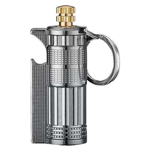 Accendino a Cherosene Vintage con fiammiferi permanenti, Accendino Antivento e Impermeabile da 10.000 fiammiferi, Accendino Portatile Durevole in Metallo for Esterni, Candele, Regali da Uomo(Black)