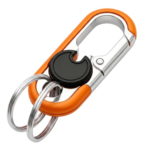 Image of THE MEN THING - Stylish Multicolor Stainless Steel Keychain for Men & Boys (BLAZE CLIP BLACK - Orange)